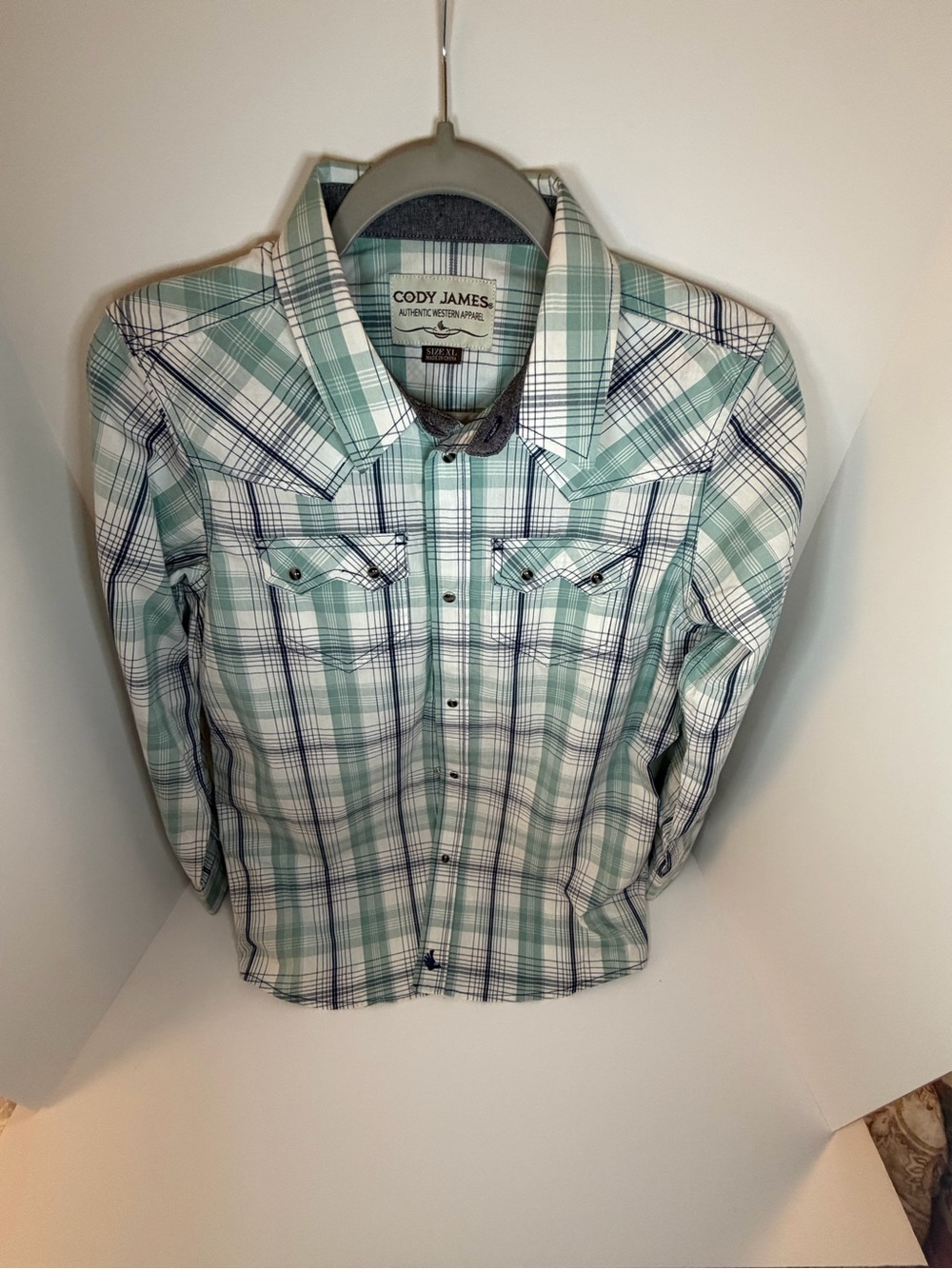 Cody James youth Green Plaid Button-Down Western Shirt
